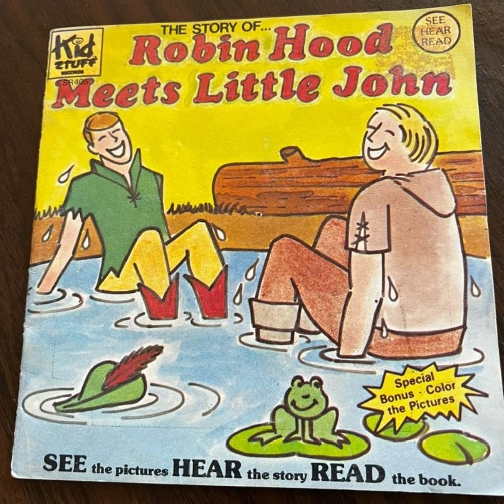 The Story of Robin Hood Meets Little John Kid Stuff Record 45 rpm and Book RARE!